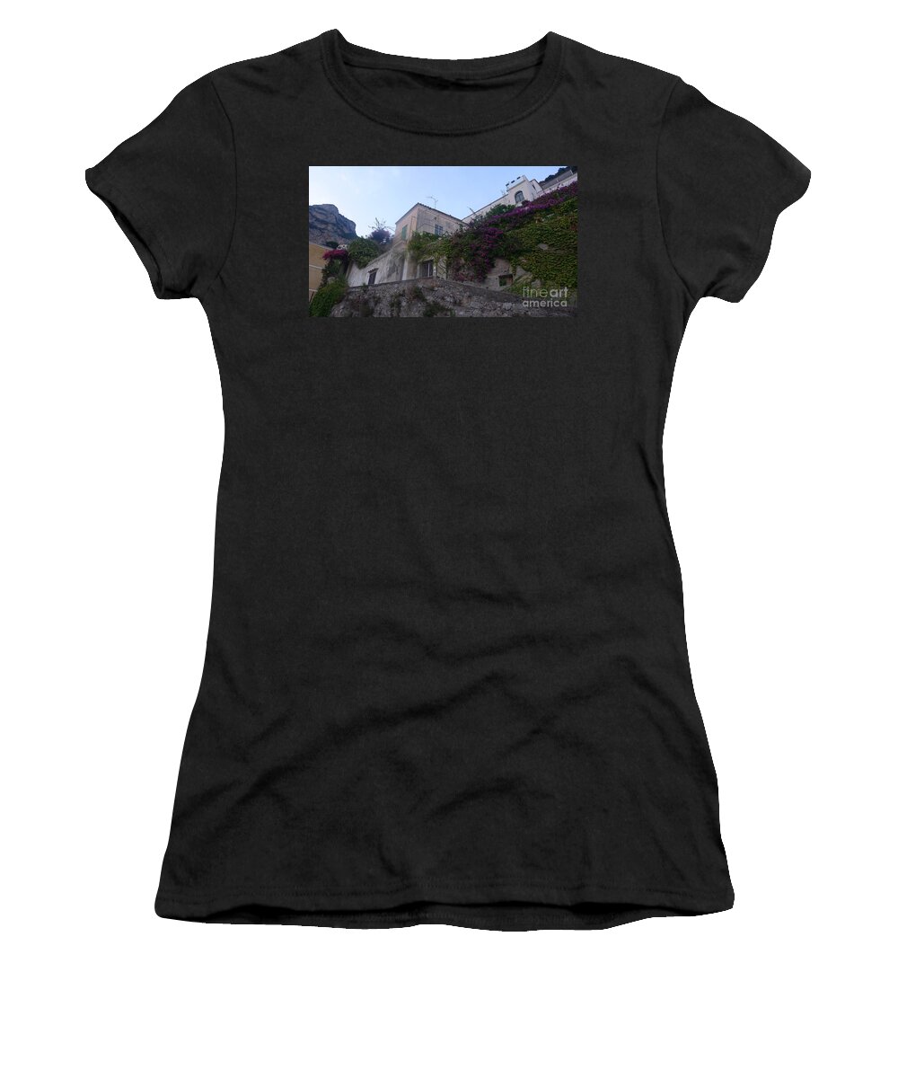  Women's T-Shirt featuring the photograph Positano - Hilltop by Nora Boghossian