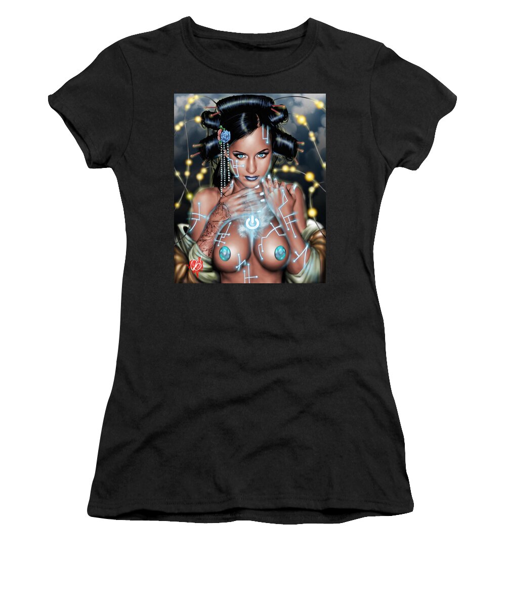 Cyber Women's T-Shirt featuring the painting Power by Pete Tapang