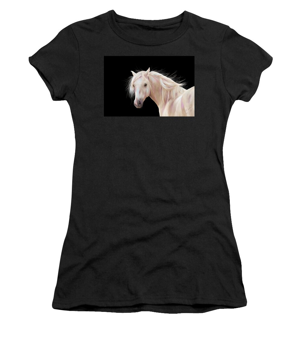 Pony Women's T-Shirt featuring the painting Pretty Palomino Pony Painting by Michelle Wrighton