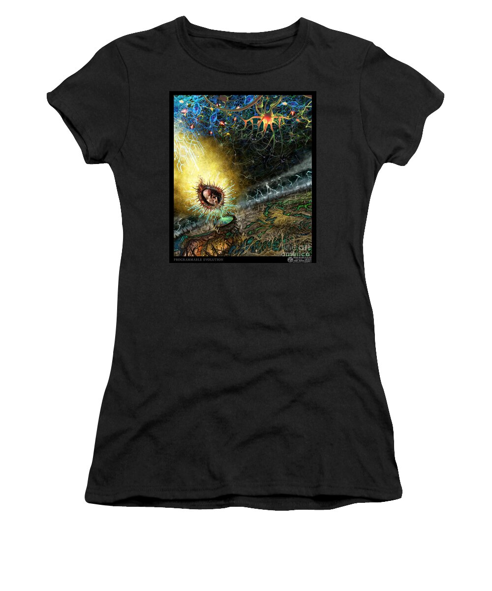 Tony Koehl Women's T-Shirt featuring the mixed media Programmable Evolution by Tony Koehl