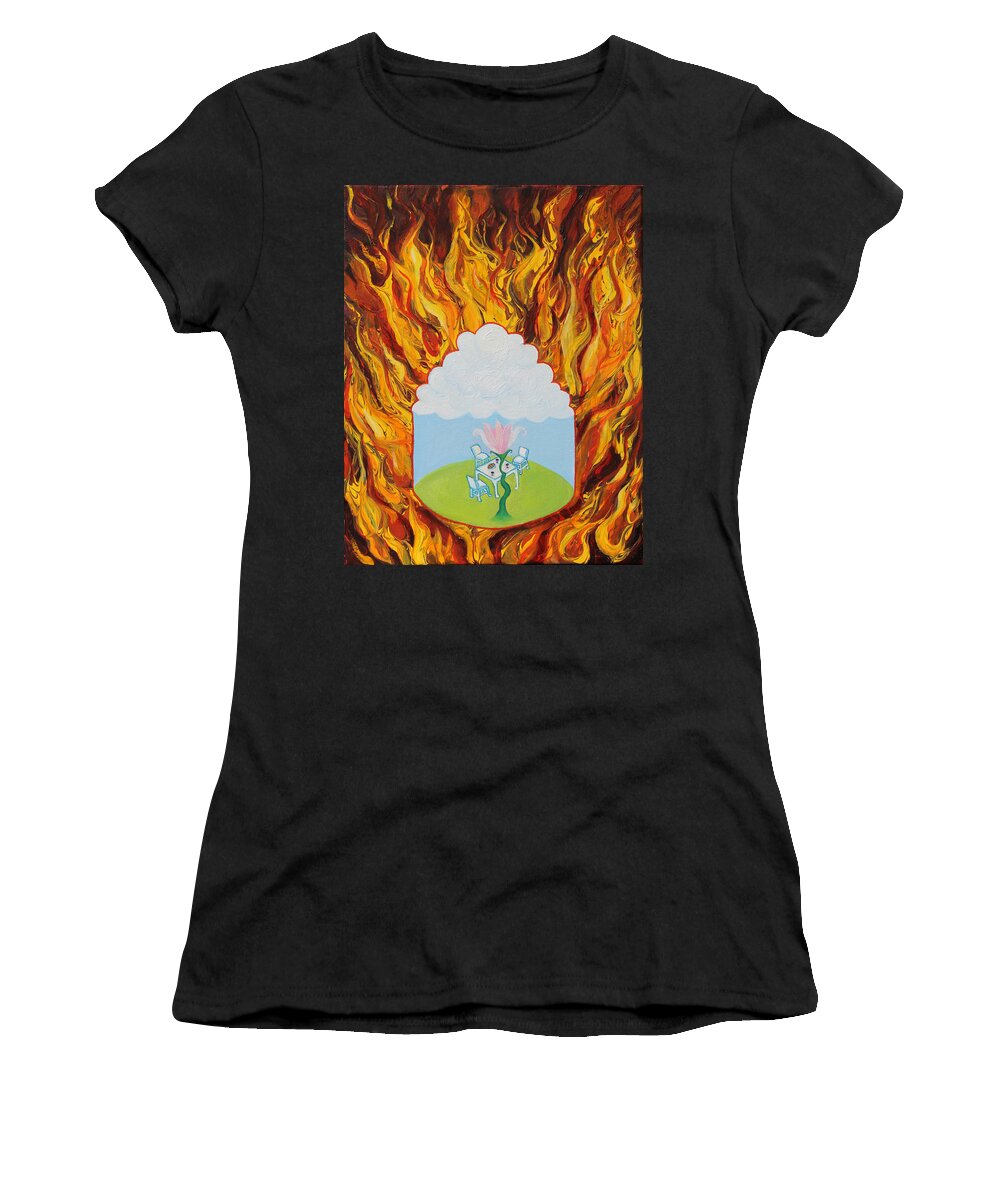Fire Women's T-Shirt featuring the painting Prophetic Message Sketch 35 What will Seem Impossible will Happen by Anne Cameron Cutri