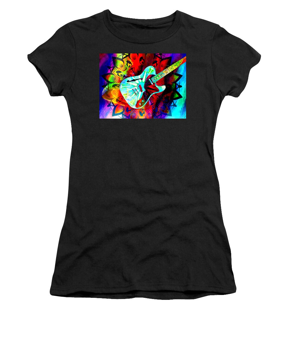 Guitar Women's T-Shirt featuring the painting Psychedelic Guitar by Ally White