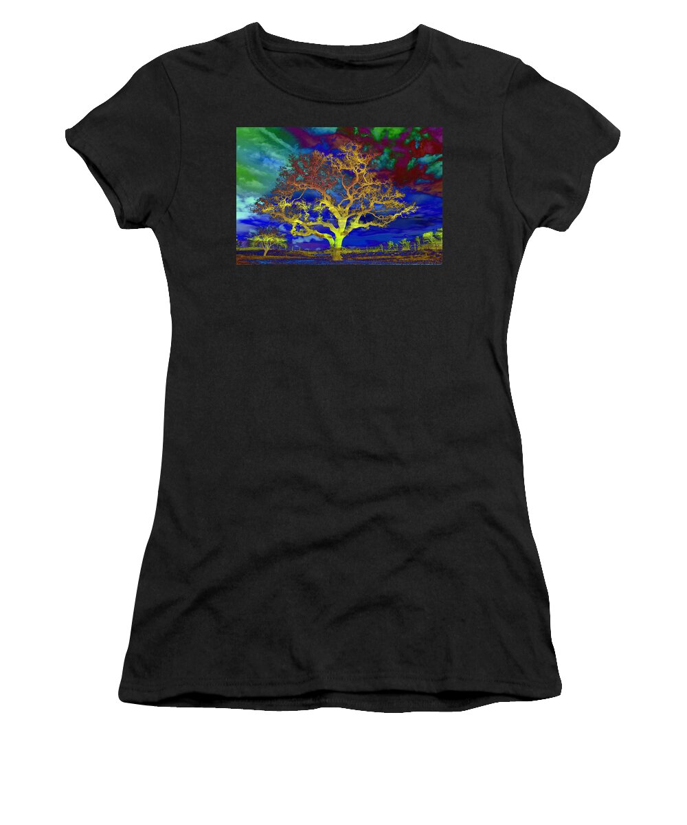 Psychedelic Sentinel Yellow Women's T-Shirt featuring the photograph Psychedelic Sentinel Yellow by Jemmy Archer