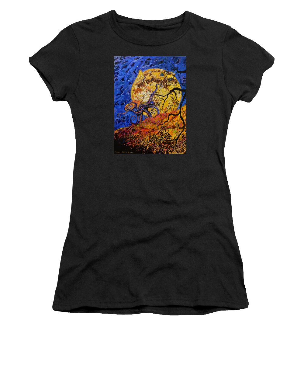 Blowfish Women's T-Shirt featuring the painting Puffer Fish Rising by Gregory Merlin Brown