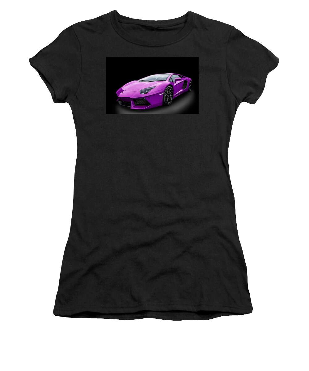 Lamborghini Women's T-Shirt featuring the photograph Purple Aventador by Matt Malloy