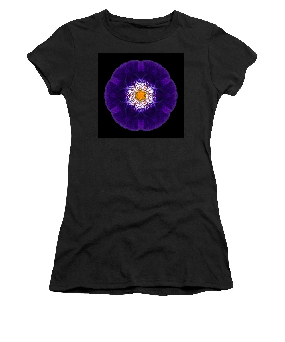 Flower Women's T-Shirt featuring the photograph Purple Iris II Flower Mandala by David J Bookbinder