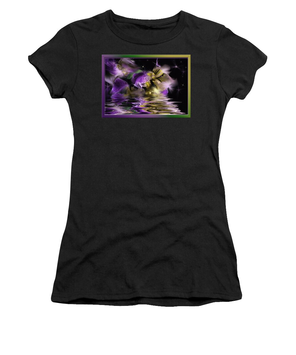 Iris Women's T-Shirt featuring the photograph Purple Iris with sparkling reflection by Peter V Quenter