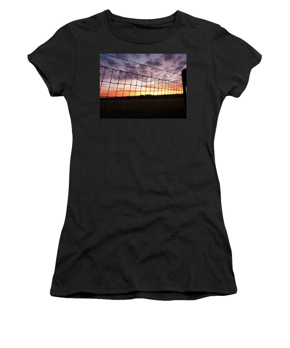 Sunrise Women's T-Shirt featuring the digital art Purple Sunrise Windows From Heaven by Matthew Seufer