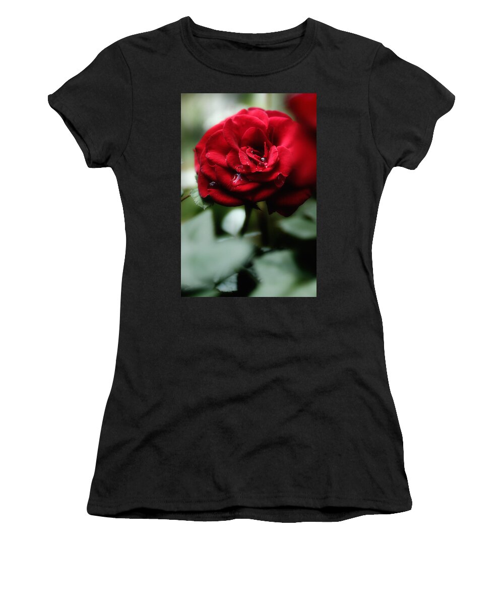 Red Rose Women's T-Shirt featuring the photograph Quietly My Tears Fall by Michael Eingle