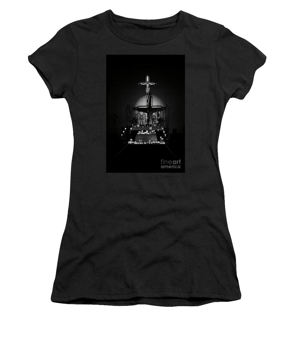 Radiant Women's T-Shirt featuring the photograph Radiant Light - Monochrome by Frank J Casella