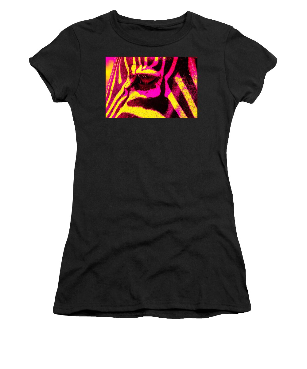 Zebra Women's T-Shirt featuring the photograph Rainbow Animals - Zebra by Aidan Moran