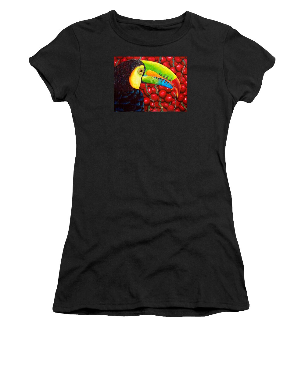  Watercolor Women's T-Shirt featuring the painting Rainbow Toucan by Daniel Jean-Baptiste