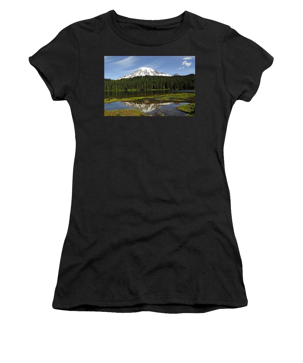 Mt Rainier Women's T-Shirt featuring the photograph Rainier's Reflection by Tikvah's Hope