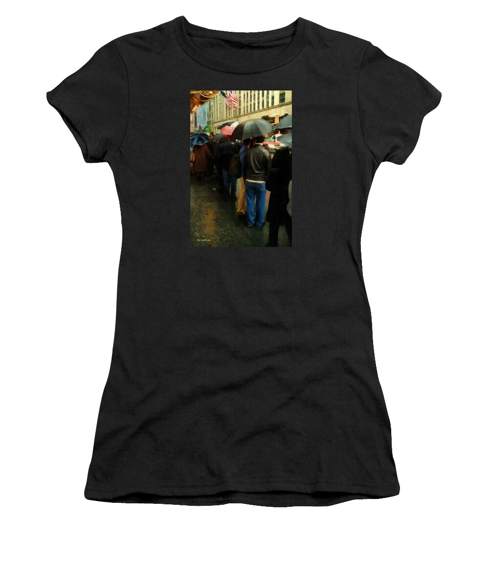 Manhattan Women's T-Shirt featuring the painting Rainy Afternoon on Broadway by RC DeWinter