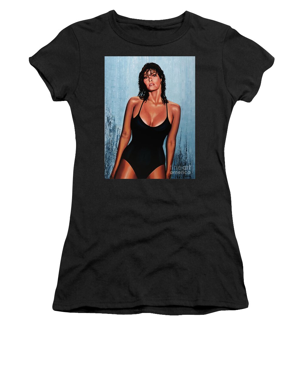Raquel Welch Women's T-Shirt featuring the painting Raquel Welch by Paul Meijering