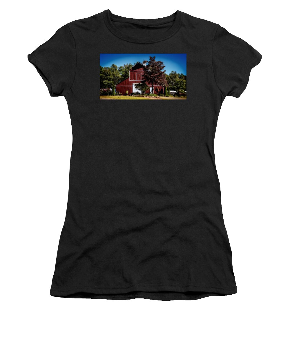 Fall Women's T-Shirt featuring the photograph Red Barn 2 by Tracy Brock
