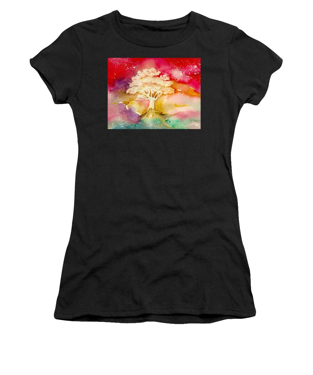 Watercolor Women's T-Shirt featuring the painting Red Night by Brenda Owen