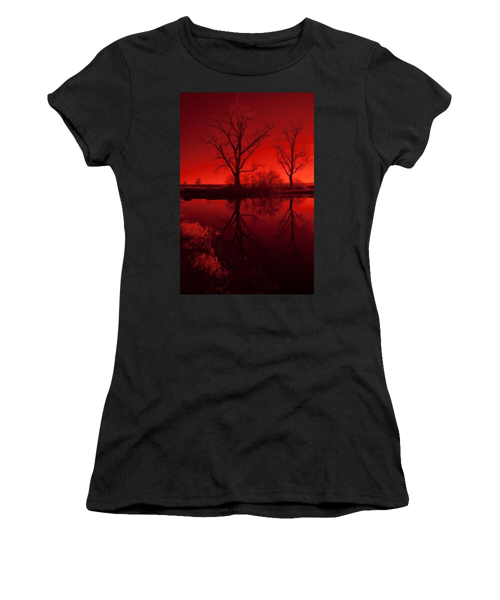 Lake Women's T-Shirt featuring the photograph Red Reflections by Miguel Winterpacht
