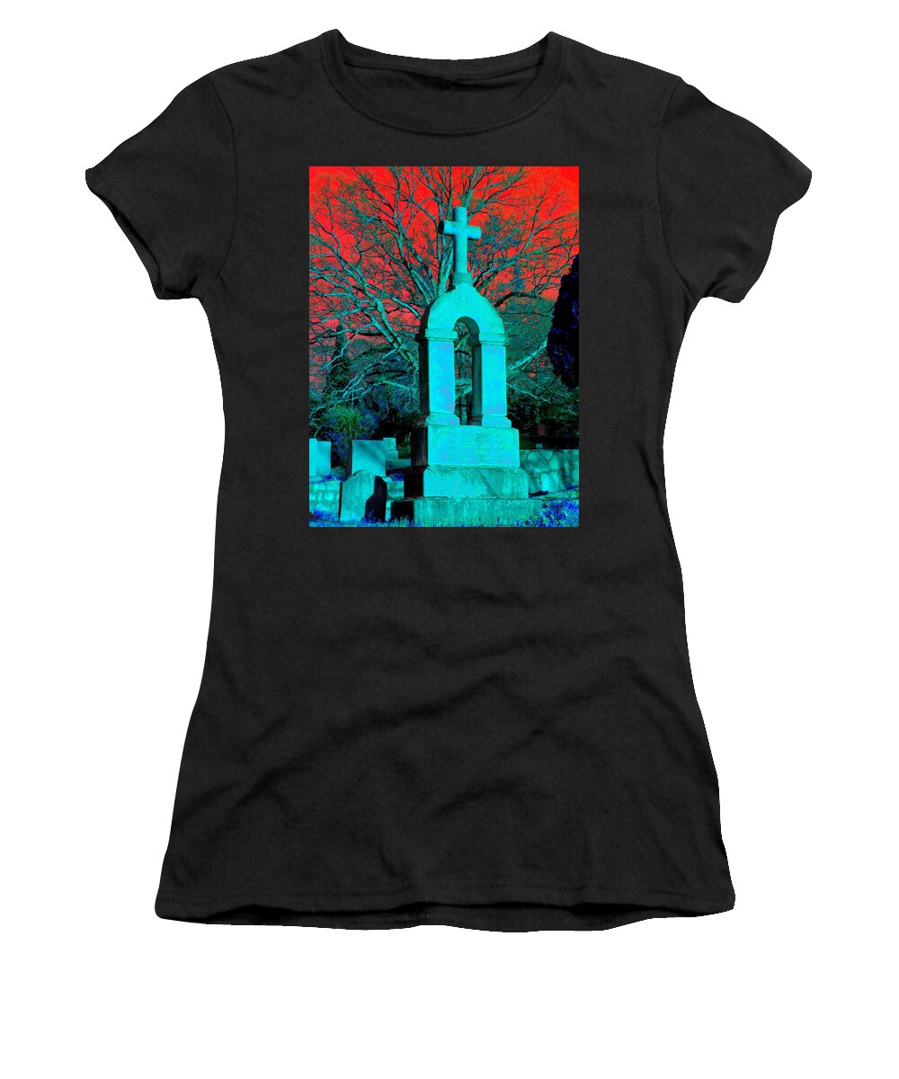 Blue Cross Women's T-Shirt featuring the photograph Red Sky by Cleaster Cotton