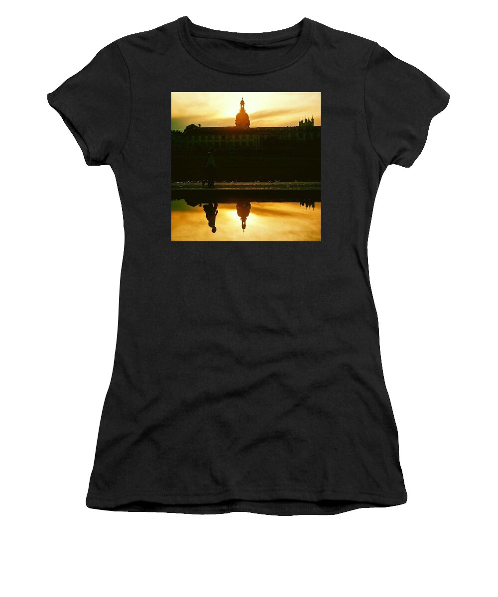 Golden Women's T-Shirt featuring the photograph Reflected In Lyon, France by Aleck Cartwright