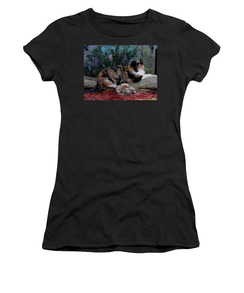 Cat Women's T-Shirt featuring the photograph Resting Calico Cat by Lesa Fine