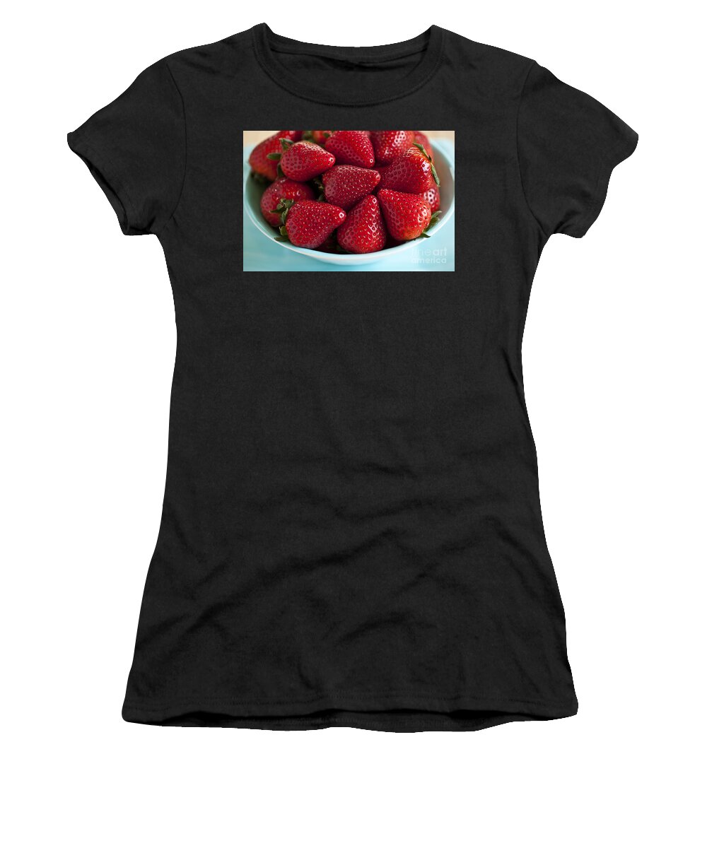 Abundance Women's T-Shirt featuring the photograph Ripe Strawberries In A Bowl On Counter by Jim Corwin