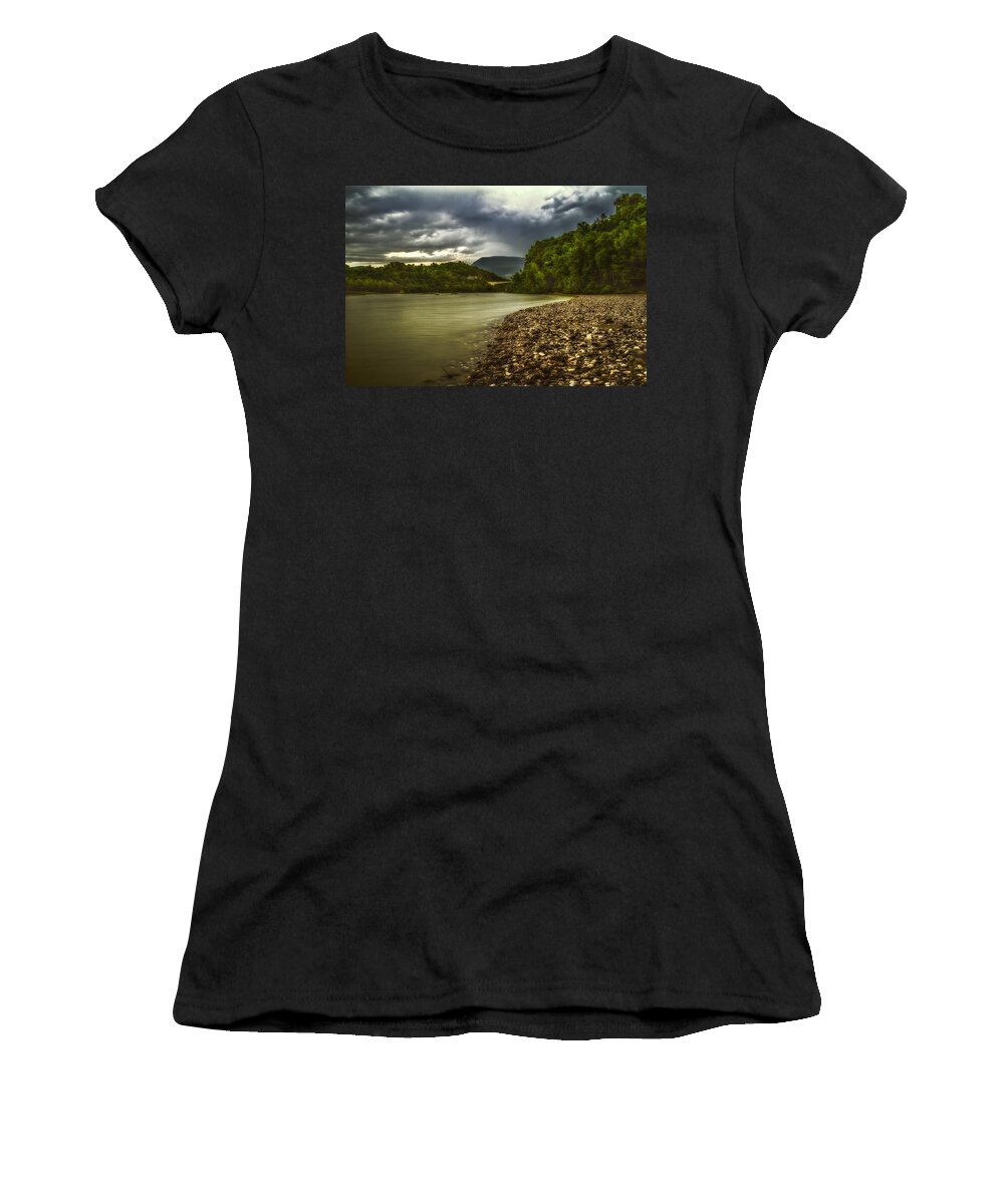 Color Efex Pro Women's T-Shirt featuring the photograph River below the clouds by Roberto Pagani