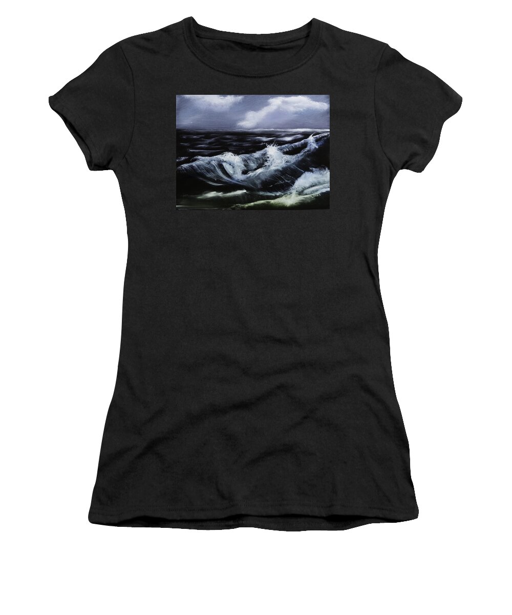 Oil Women's T-Shirt featuring the painting Rolling In by Barry Jones