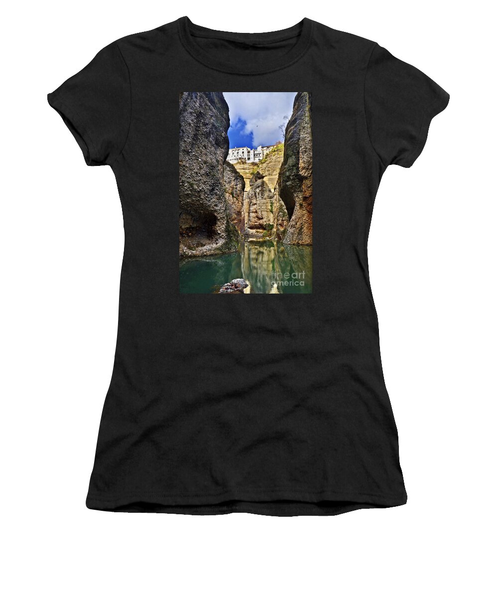 Andalucia Women's T-Shirt featuring the photograph Ronda - Andaluzia - Spain - Canyon behind the House of the Moorish King by Carlos Alkmin
