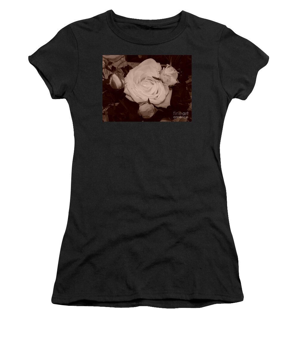 Sepia Women's T-Shirt featuring the photograph Rose by Tiziana Maniezzo