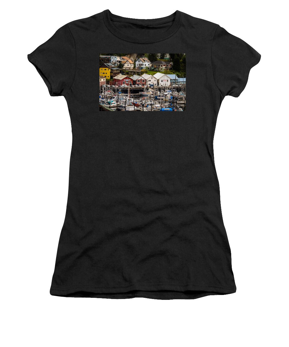 Transportation Women's T-Shirt featuring the photograph Rows of Houses and Sails by Melinda Ledsome