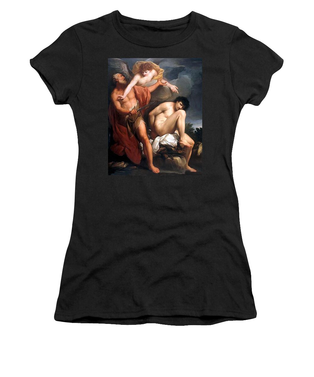 Sacrifice Of Isaac Women's T-Shirt featuring the painting Sacrifice of Isaac by Gregorio Lazzarini