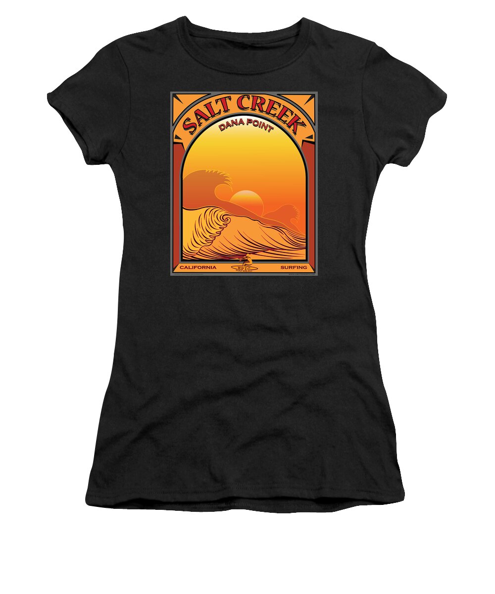 Surfing Women's T-Shirt featuring the digital art Salt Creek Surfing Dana Point California by Larry Butterworth