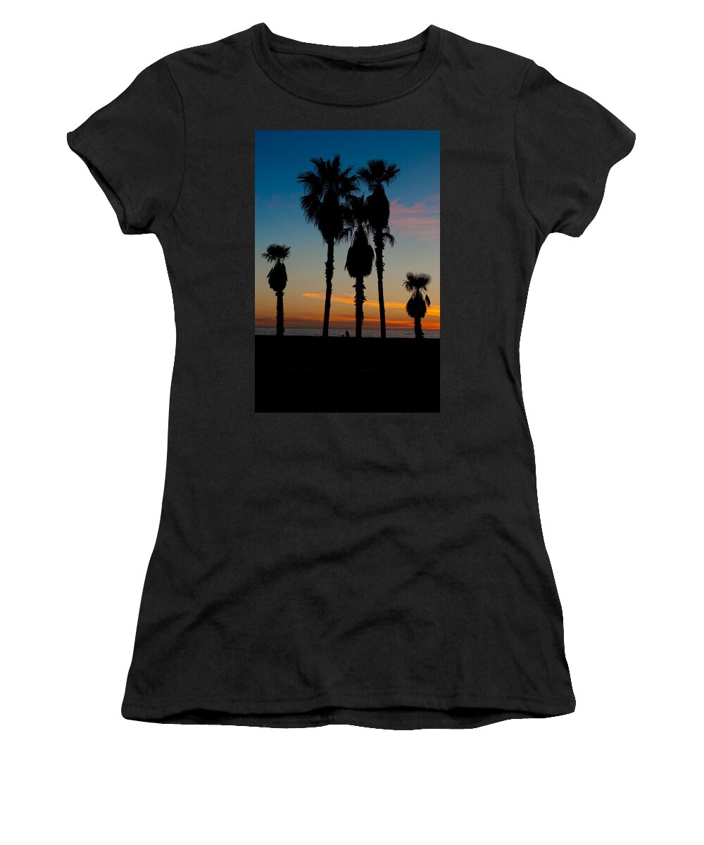 Palm Women's T-Shirt featuring the photograph Santa Monica Sunset by David Smith