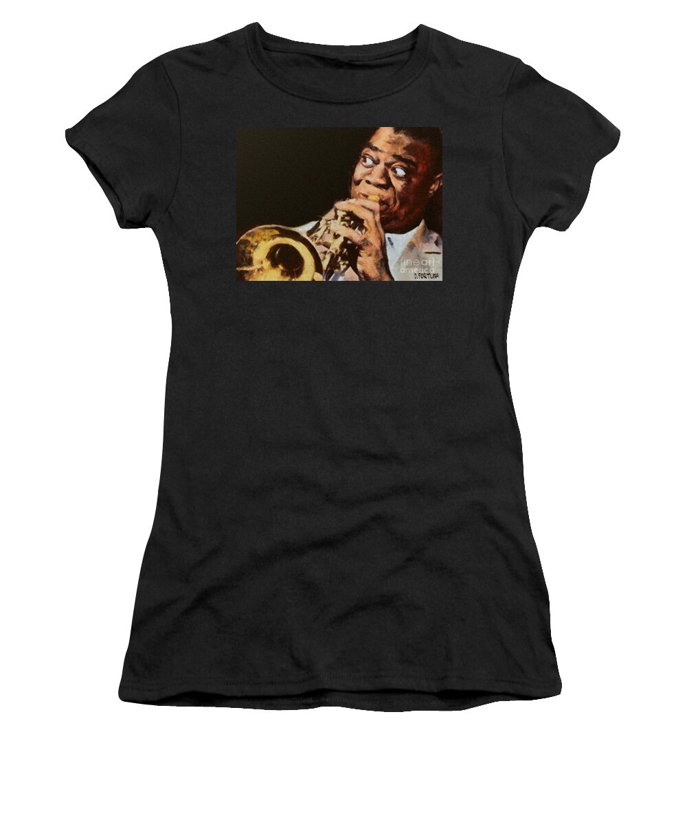 Jazz Trumpeter Women's T-Shirt featuring the painting Satchmo by Dragica Micki Fortuna