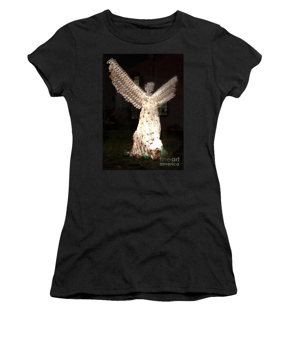 Angel Women's T-Shirt featuring the mixed media Saving the Earth Angel Christmas Card by Adam Long