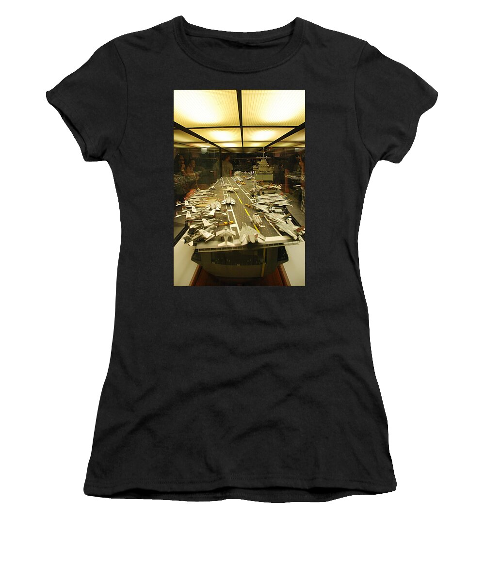 Navy Women's T-Shirt featuring the photograph Scale Model Aircraft Carrier by Kenny Glover