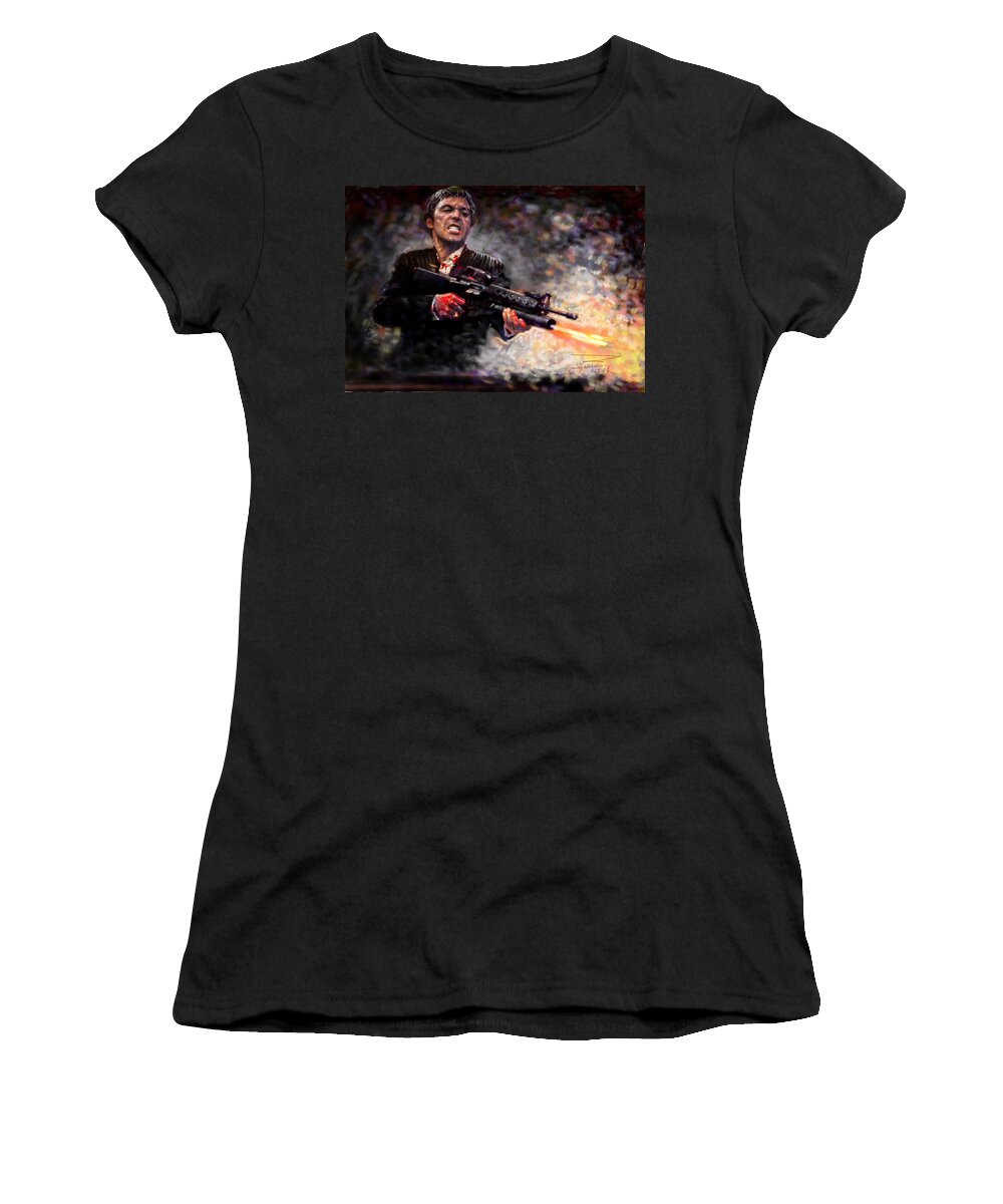 Scarface Women's T-Shirt featuring the digital art Scarface by Viola El