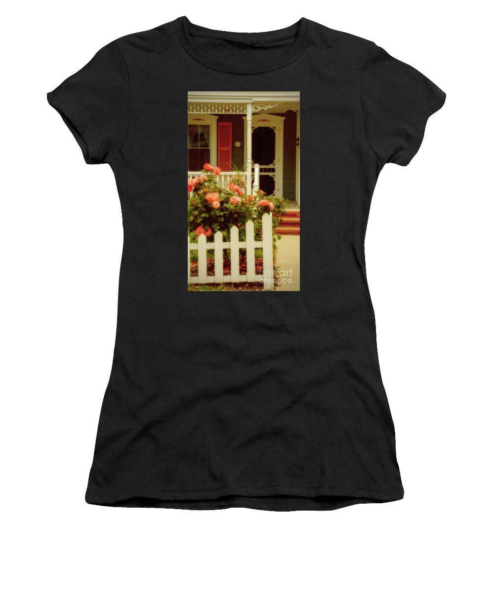 (architecture Or Architectural) Women's T-Shirt featuring the photograph Seaside Victorian Cottage by Debra Fedchin