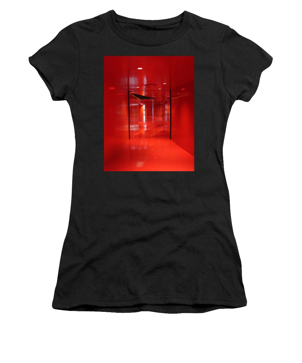 Seattle Library Women's T-Shirt featuring the digital art Seattle Library Red Floor by Gary Olsen-Hasek