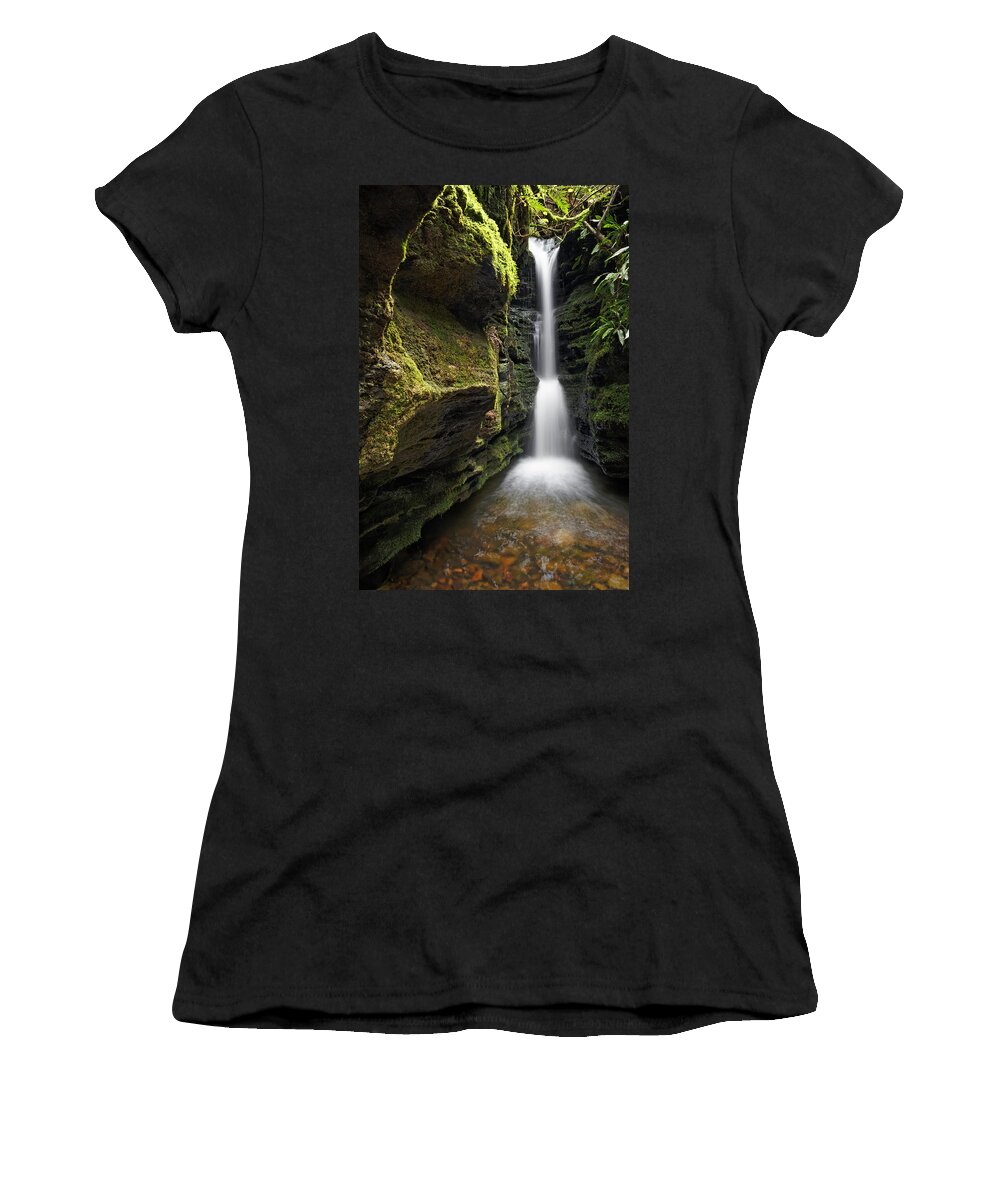 Mt Wellington Women's T-Shirt featuring the photograph Secret Falls - Mt Wellington by Anthony Davey