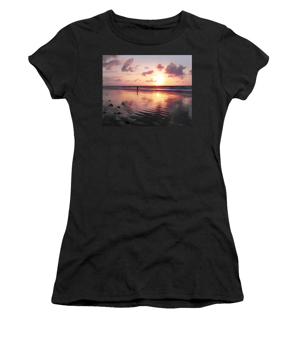 Beach Women's T-Shirt featuring the photograph Shore Fishing by Frances Miller