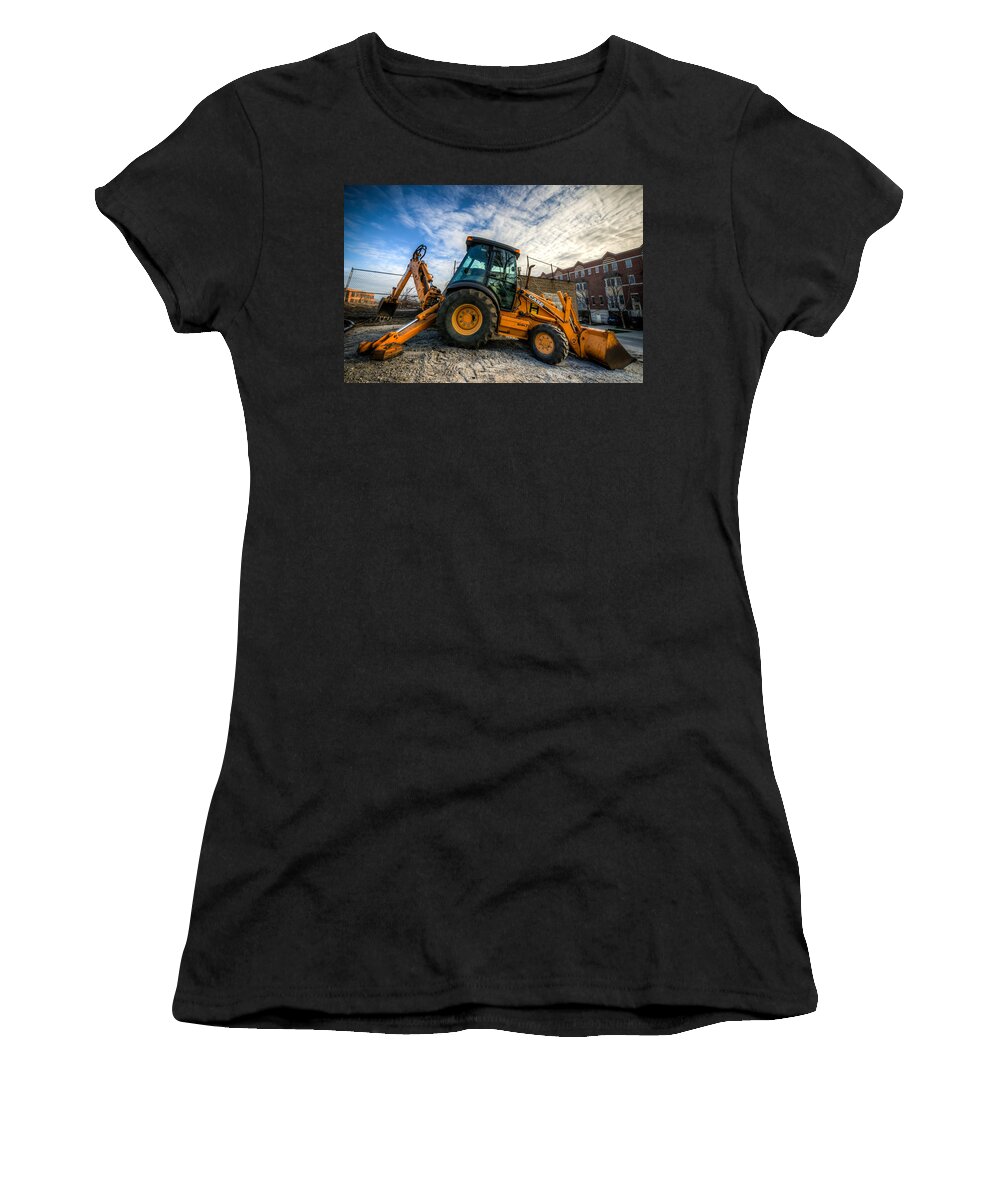 Chicago Women's T-Shirt featuring the photograph Side View of a Backhoe at Sunset by Anthony Doudt