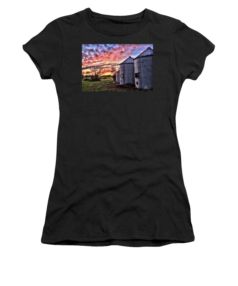 Silo Women's T-Shirt featuring the photograph Silo Sunset by David Zarecor