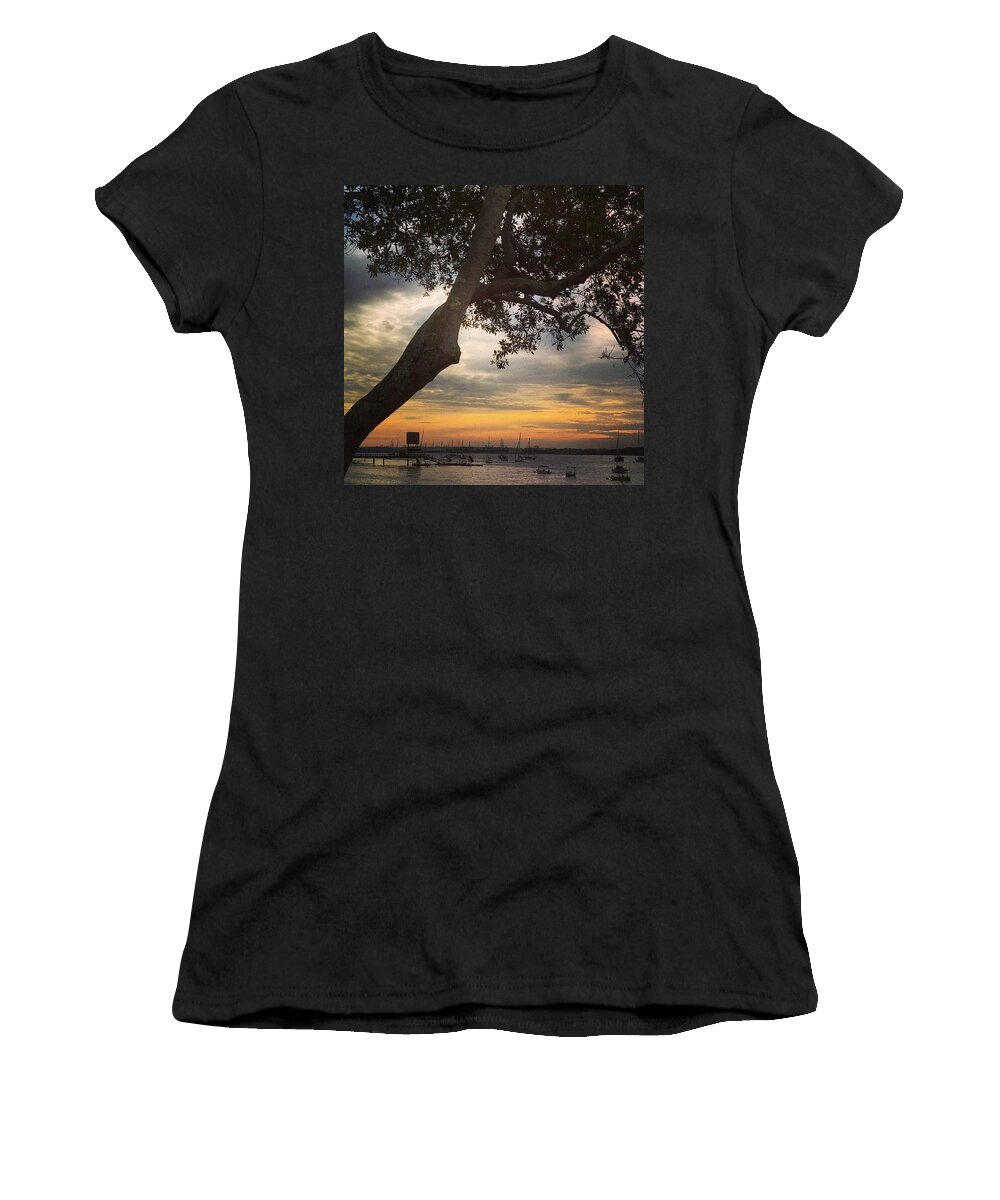 Beautiful Women's T-Shirt featuring the photograph Singapore At The Beach by Aleck Cartwright