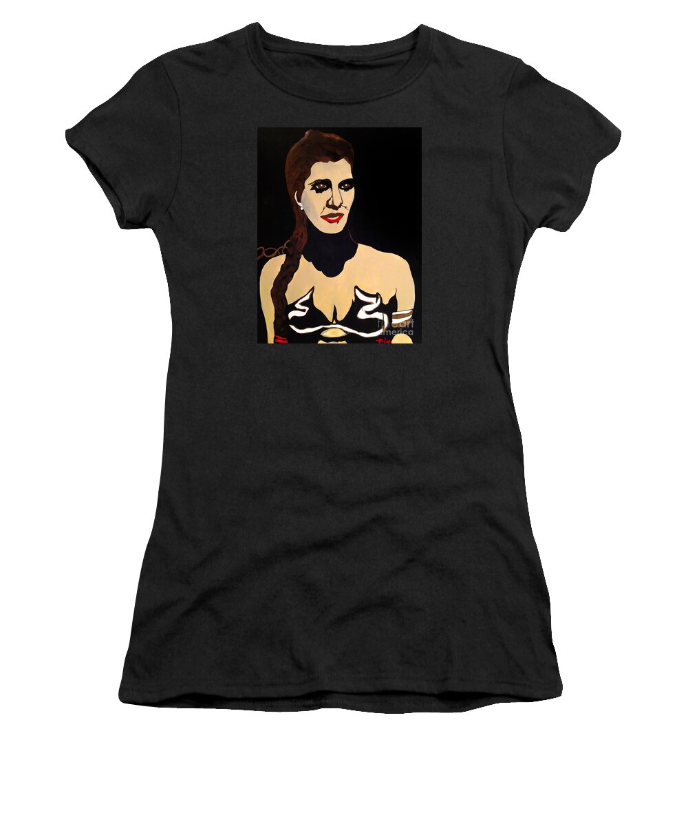 Slave Leia Impression Women's T-Shirt featuring the painting Slave Leia Artistic Impression--Lg by Saundra Myles