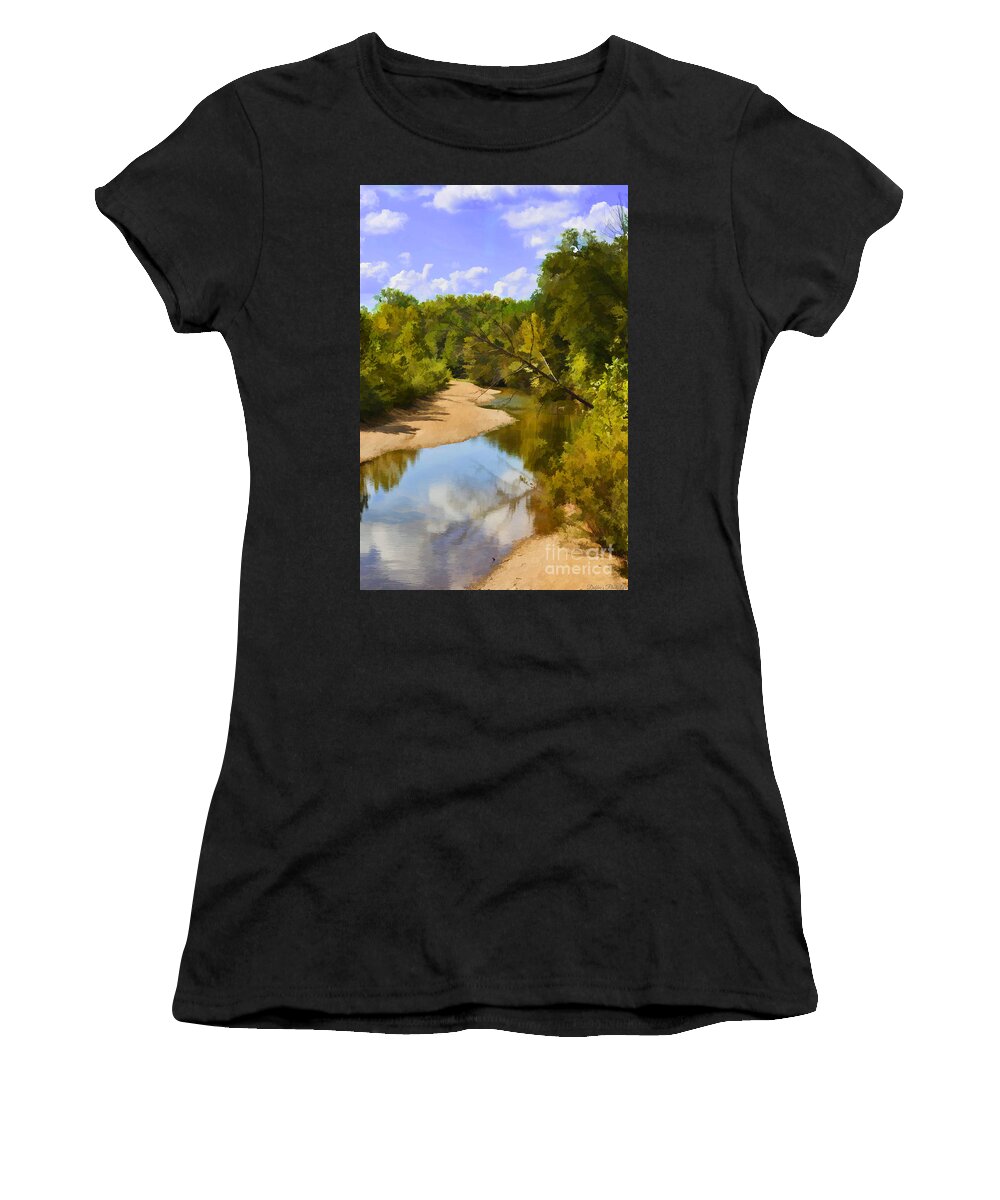 River Women's T-Shirt featuring the photograph Small river in So. Missouri 3 - Digital Paint by Debbie Portwood