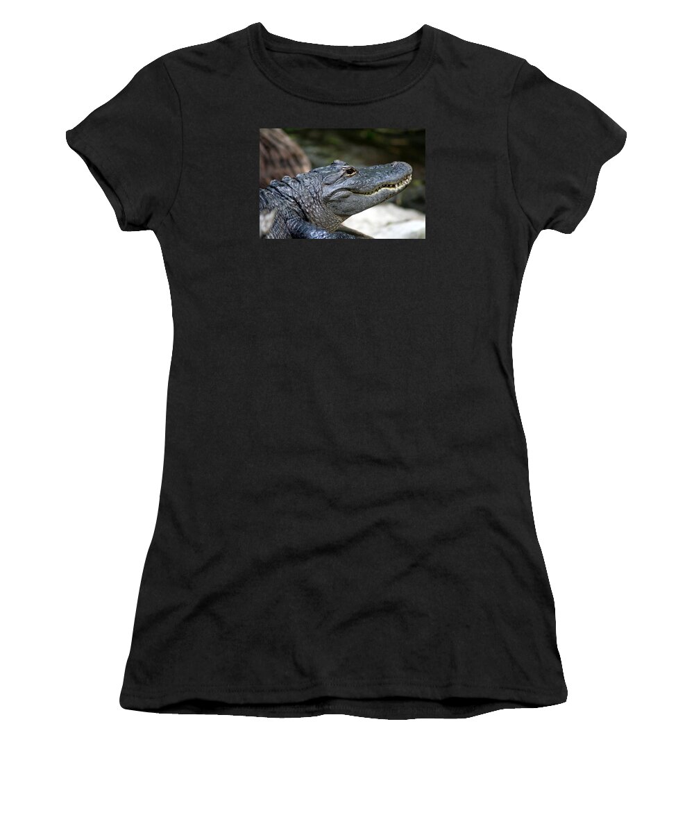 Alligator Women's T-Shirt featuring the photograph Smiling Alligator by Valerie Collins