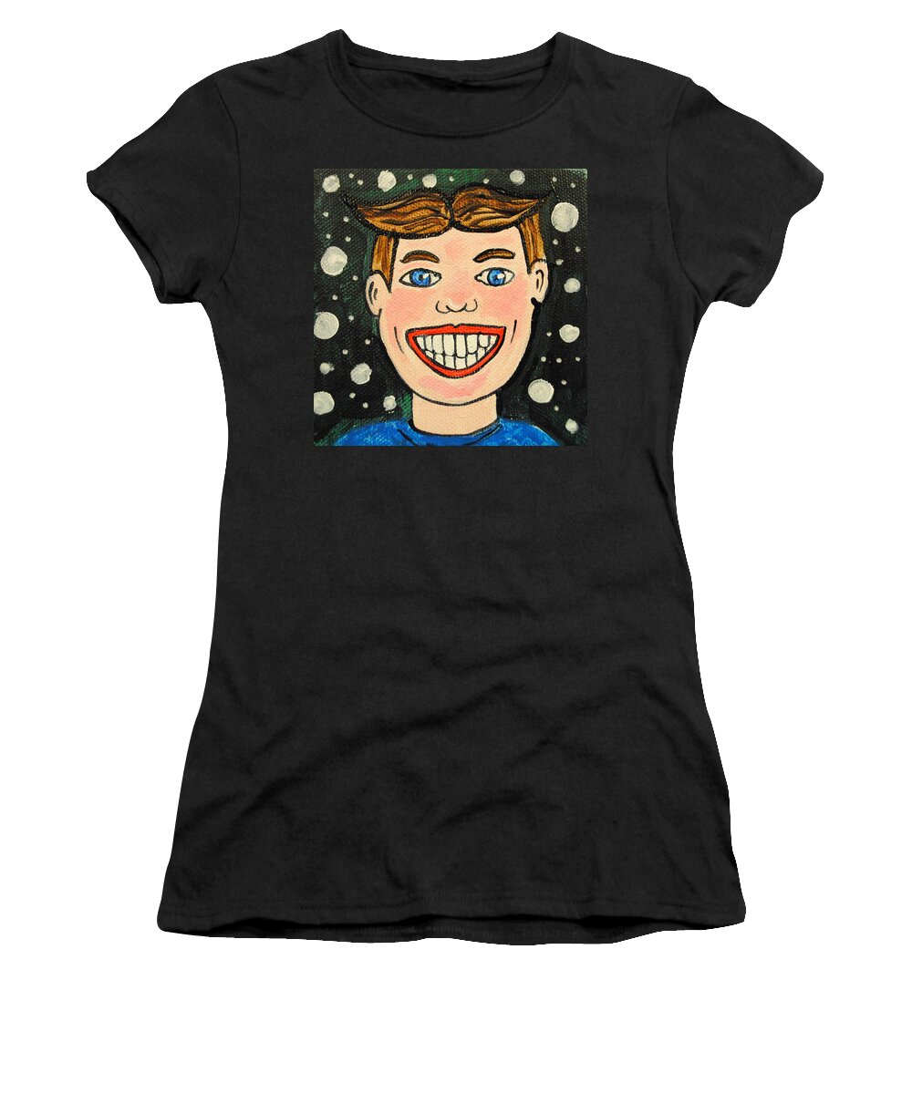 Asbury Park Women's T-Shirt featuring the painting Smiling Boy by Patricia Arroyo