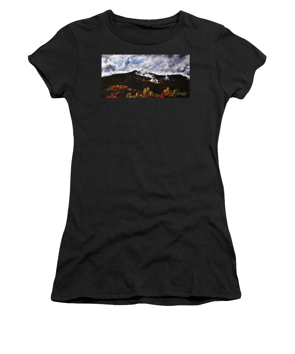 Smoky Mountains Women's T-Shirt featuring the painting Smoky Mountain Angel Hair by Craig Burgwardt